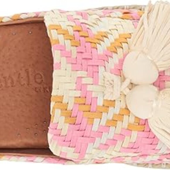 Gentle Souls Kenneth Cole Womens Pink Patterned Padded Tasseled Woven Rory Round - Picture 6 of 8